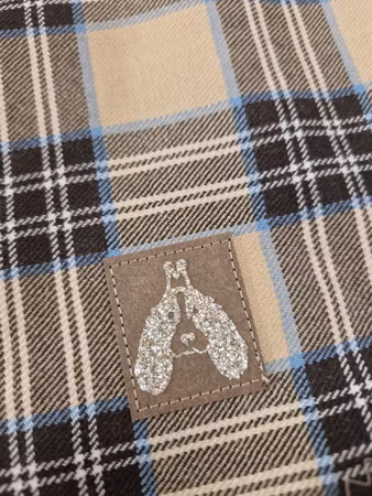 Silkedekken klassisk rutet beige/mørk brun L