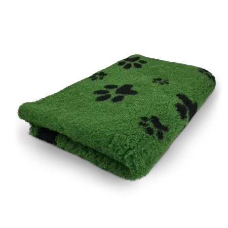 Vet Bed - Green Black Paws  Non Slip  100 x 75 cm