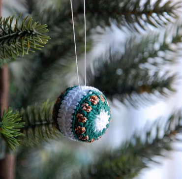 Julekule med glitter, grønn