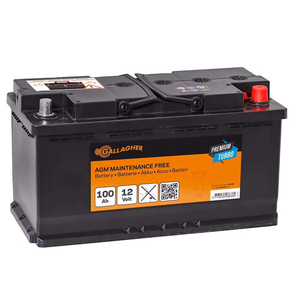 Batteri Gallagher Premium Turbo AGM 12V/100Ah - 353x175x19 | farmab.se