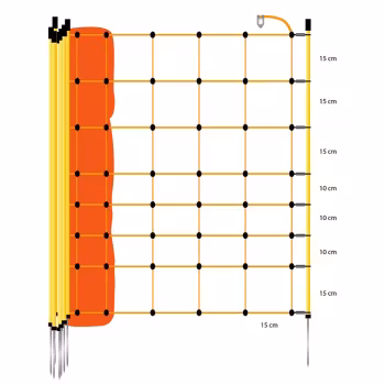 Fårnät Enkelspets Gallagher 90cm Gul stolpe, 50m