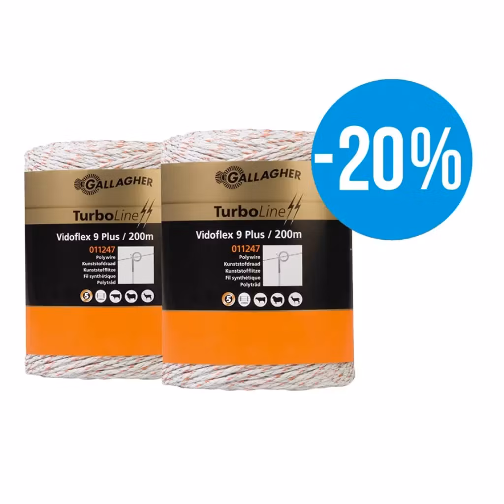 Spara med 2-pack - Eltråd Gallagher Duopack TurboLine 9 Plus vit 2x200m | farmab.se