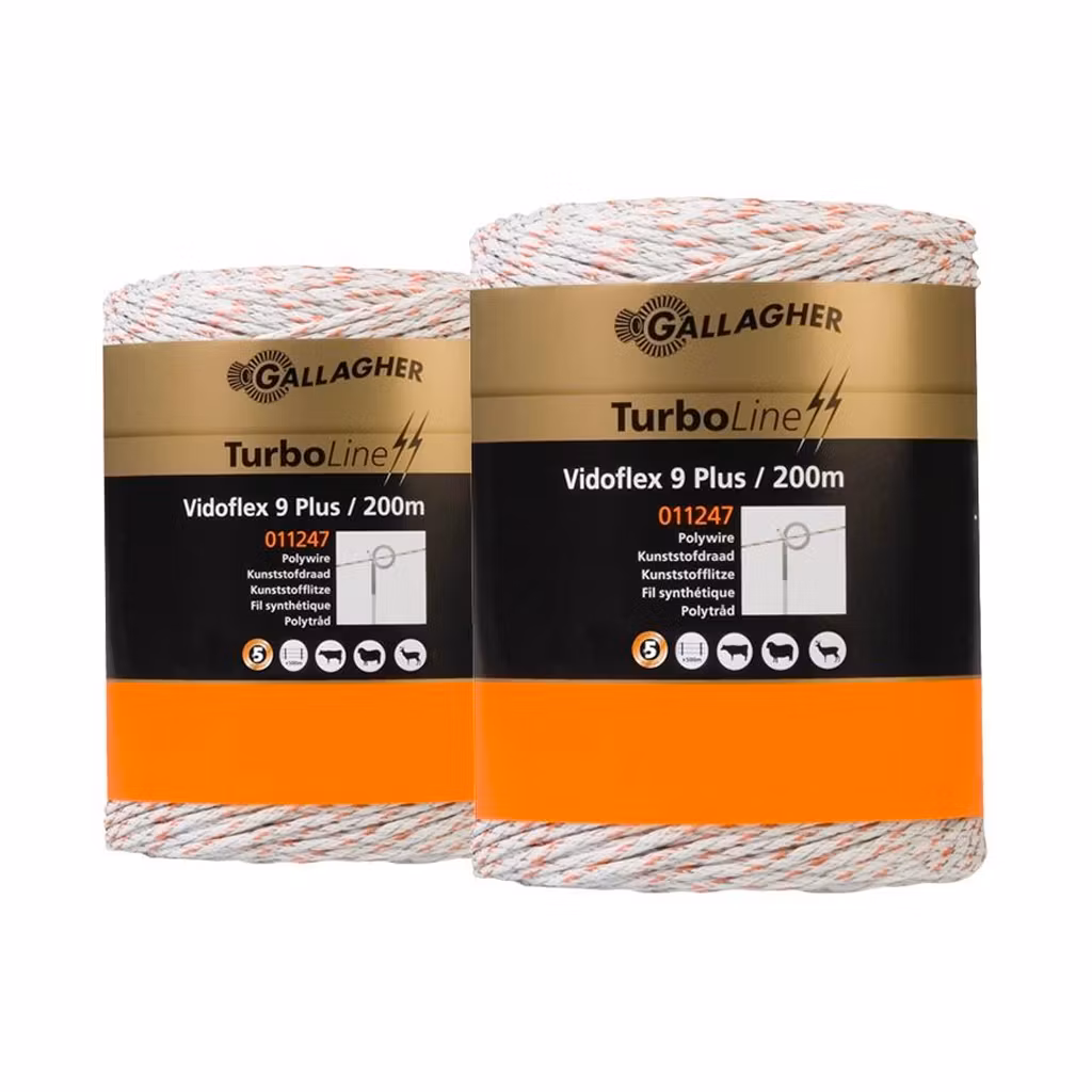 Förpackning 2st rullar - Eltråd Gallagher Duopack TurboLine 9 Plus vit 2x200m | farmab.se