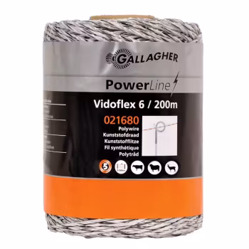 Eltråd Gallagher Vidoflex 6 PowerLine vit 200m