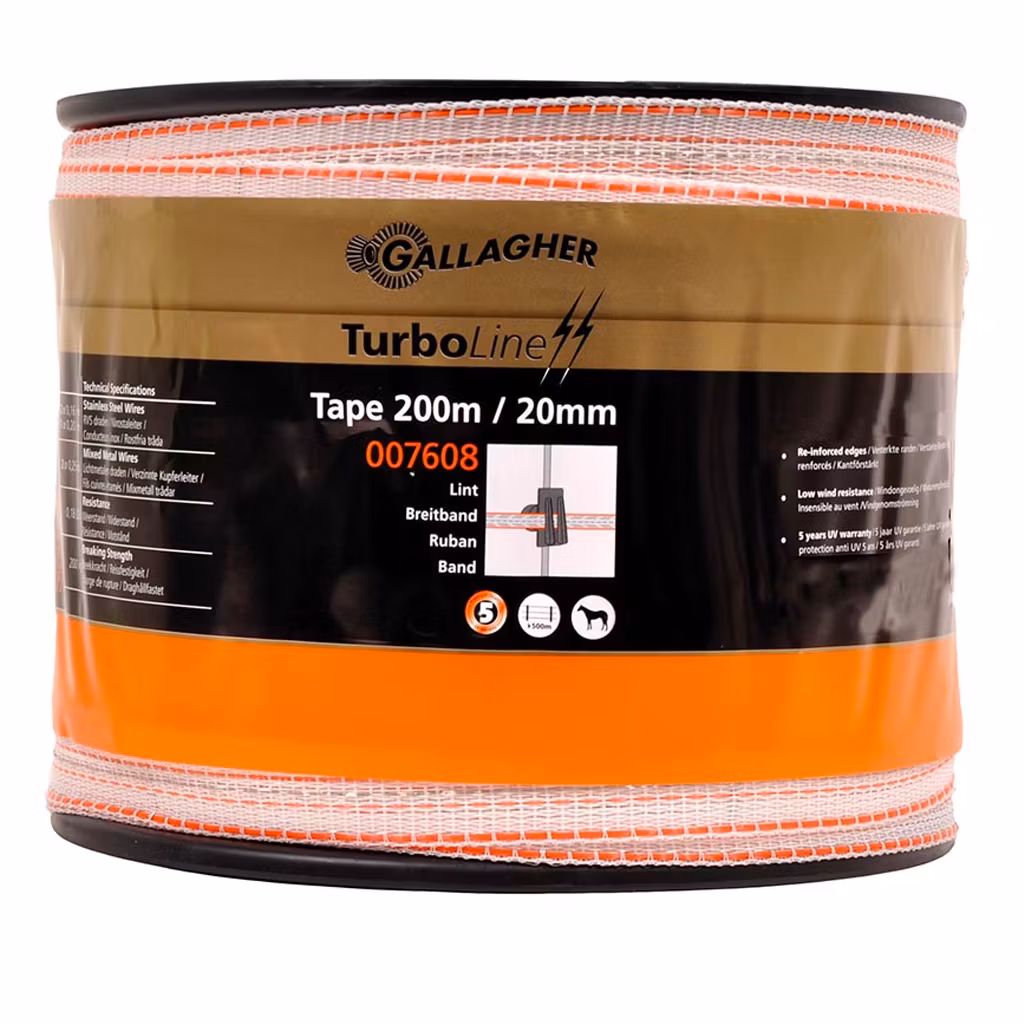 Förpackning Spole - Elband Gallagher TurboLine 20mm vit, 200m | farmab.se