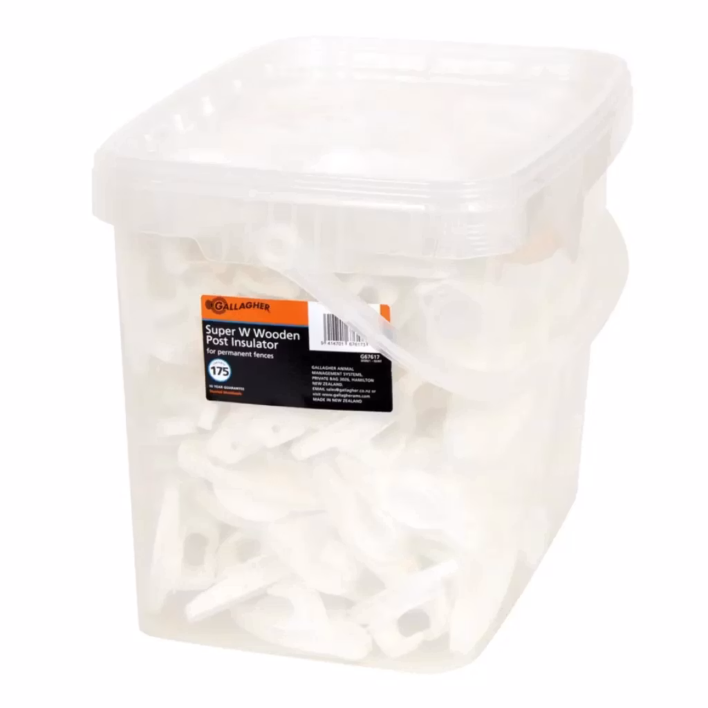 Smidig förpackning med handtag - Långtidsisolator Gallagher Super vit, 175-pack | farmab.se