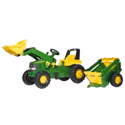 Rolly Toys Tramptraktor - John Deere med skopa och släp