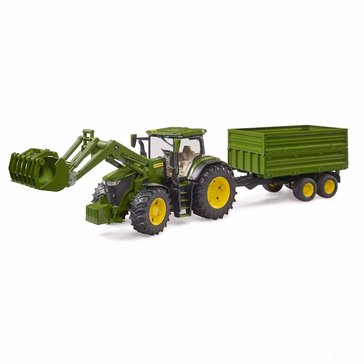 BRUDER John Deere 7R 350 med lastare, släp, 1:16