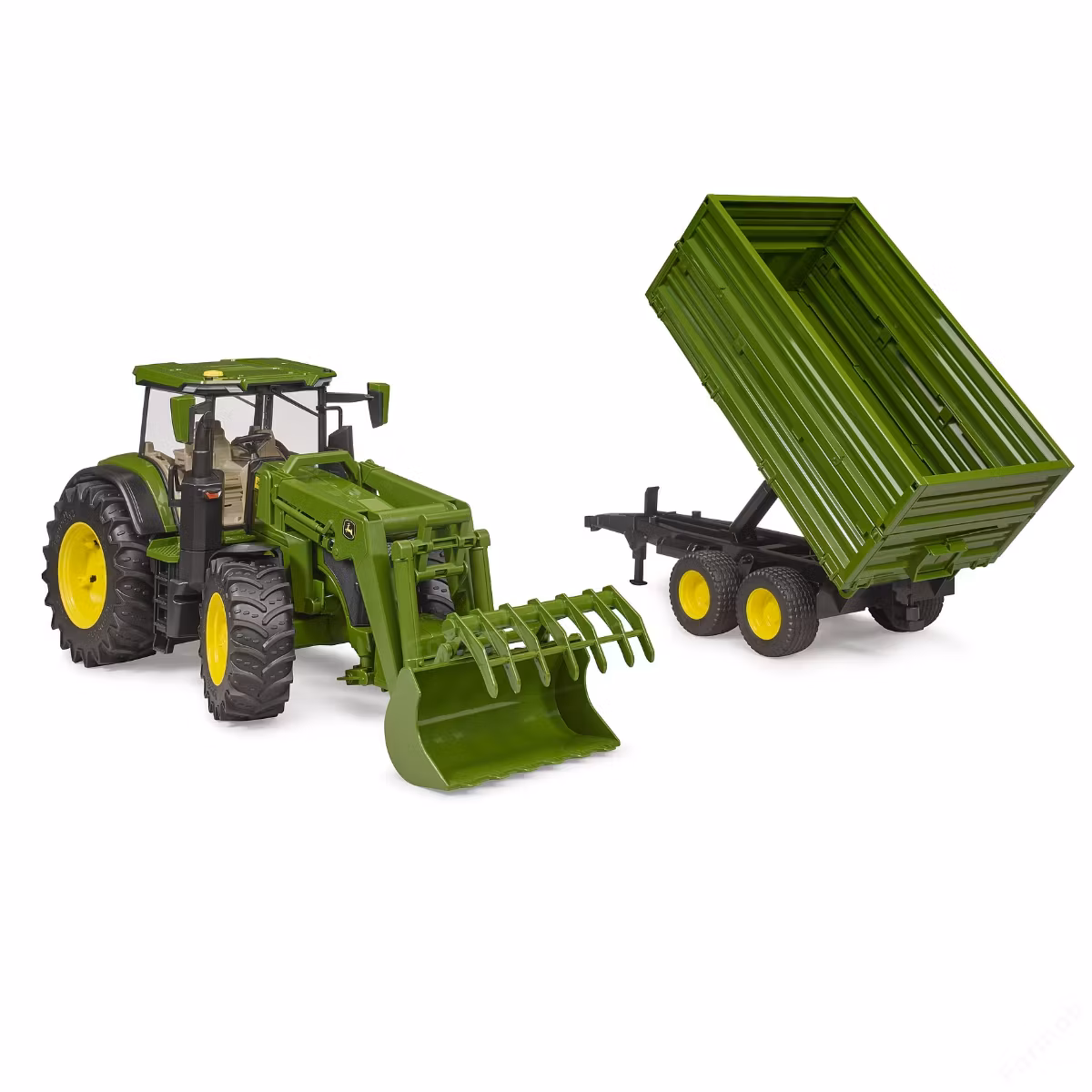 BRUDER John Deere 7R 350 med lastare, släp, 1:16