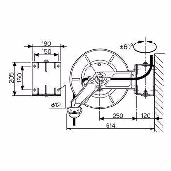Slangupprullare hetvatten 400 bar - 10 mm slang 15 m