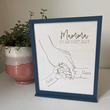 Tavla till mamma-Barn och mamma håller händer