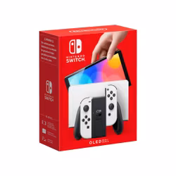 Nintendo Switch OLED gamingkonsol med vita Joy-Con-kontroller