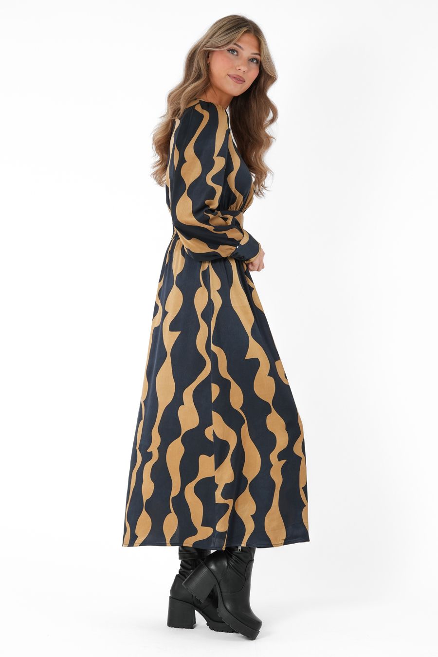CAPRI COLLECTION - Bethany Dress Midnight Blue/Amber Gold