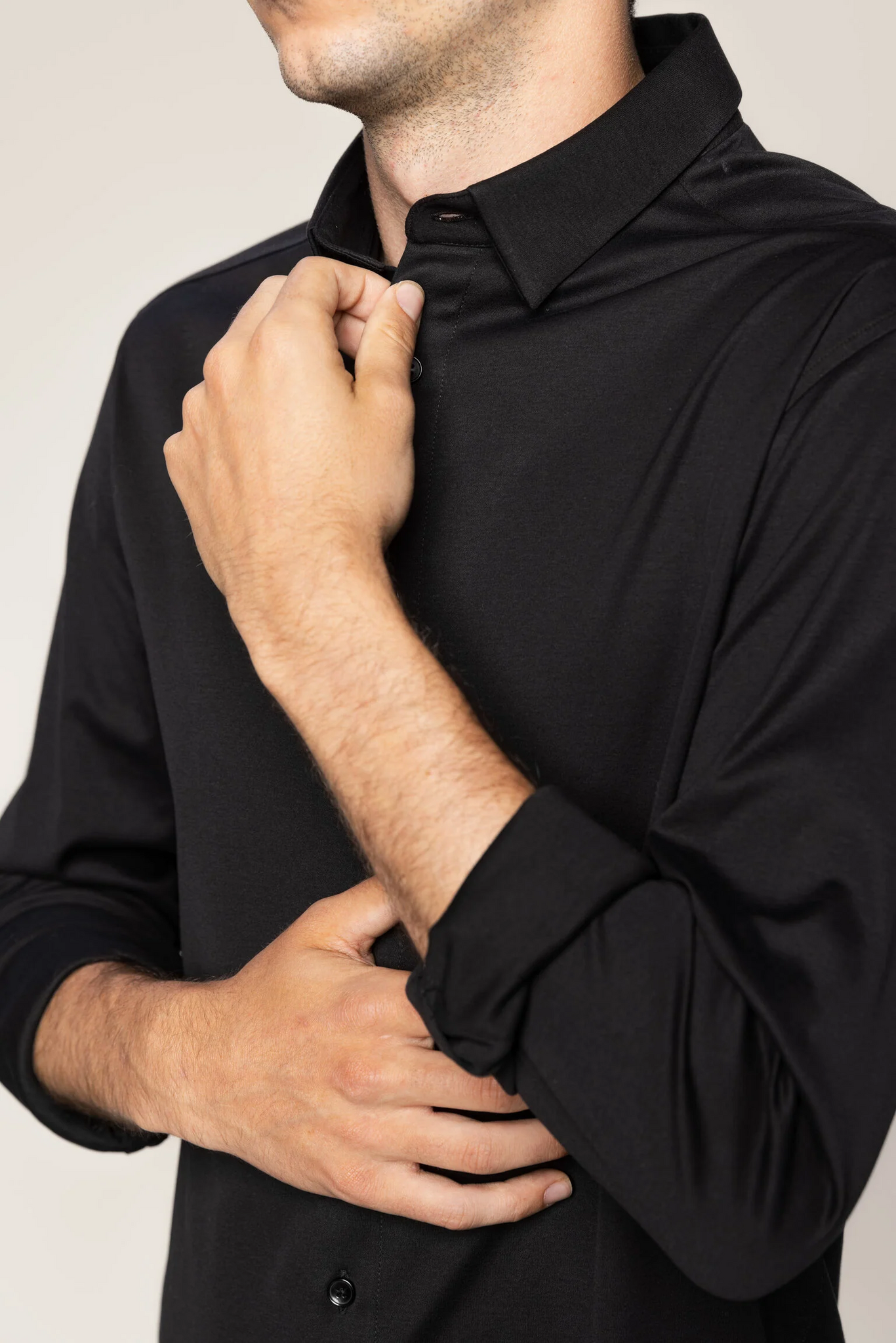 MOS MOSH - MMGMarco Jersey Stretch Shirt - SVART