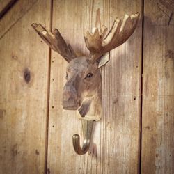 Hand-carved hook - Moose