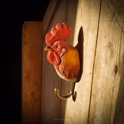Hand-carved hook - Rooster