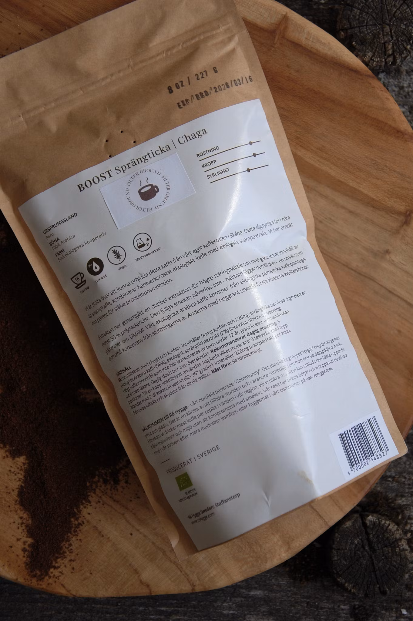 Chaga svampkaffe - Ett mörkrostat arabicakaffe med Chagasvamp