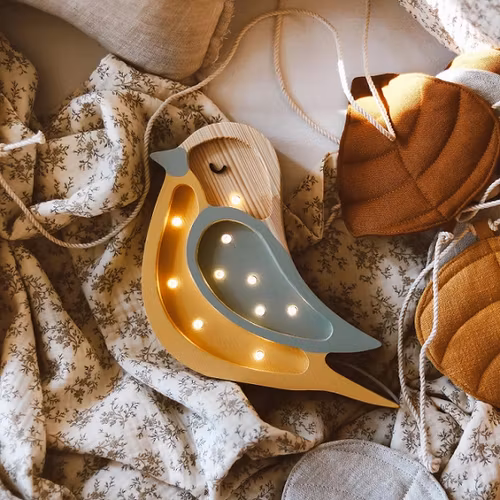 Little Lights, Nattlampe til barnerommet, Liten fugl khaki/mustard