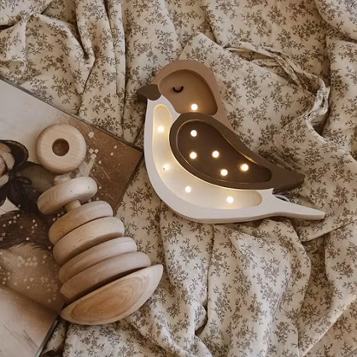 Little Lights, Nattlampe til barnerommet, Liten fugl coffeee beige