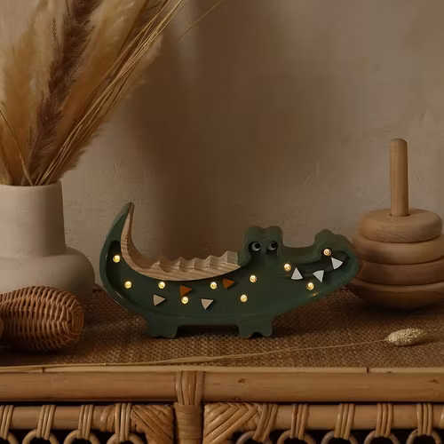 Little Lights, Nattlampe til barnerommet, Krokodille mini mørkegrønn