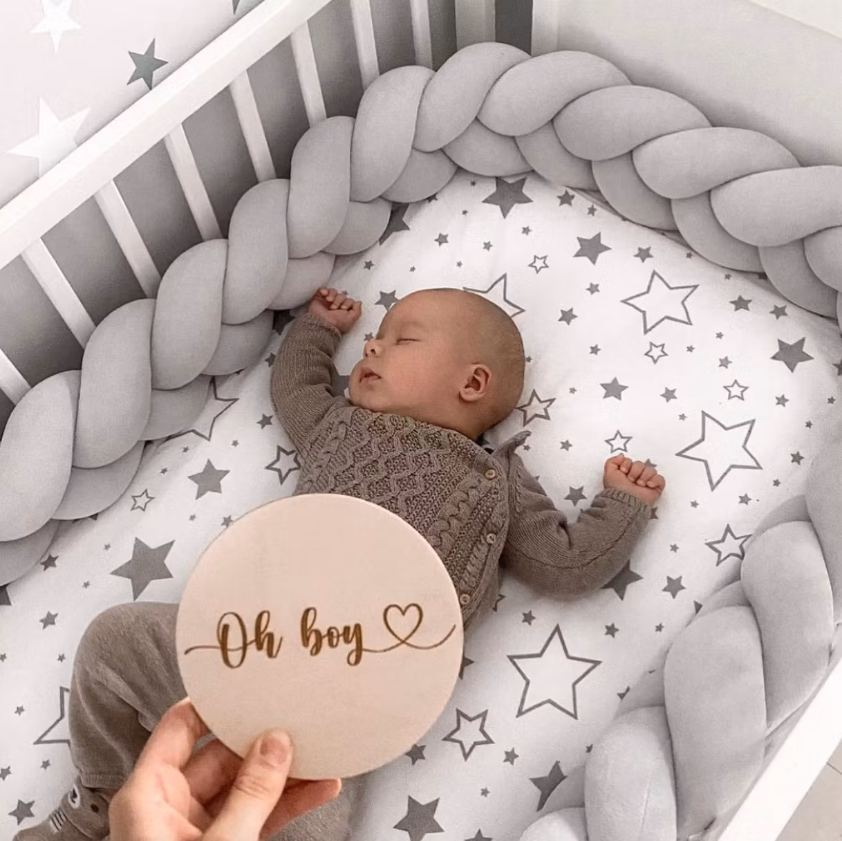 Sengekant flettet, Light Grey