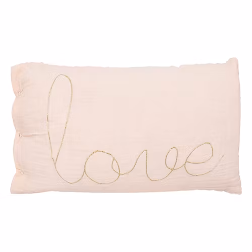 Lys rosa rektangulær pute, Love