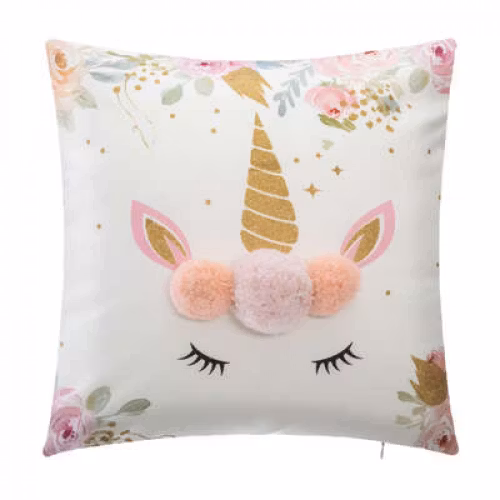 Pute med pompom, rosa enhjørning