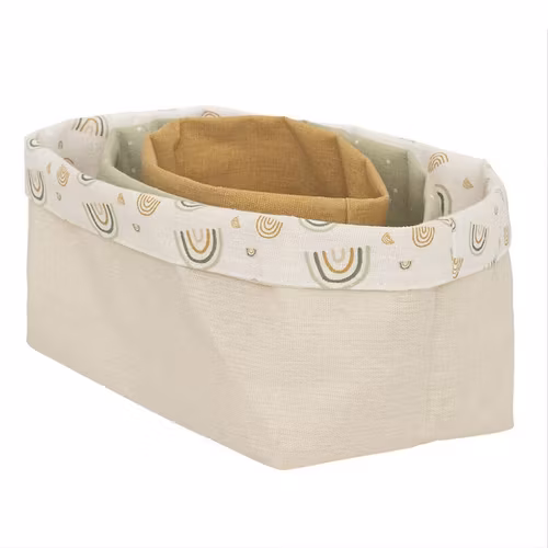 Oppbevaringskurv i stoff Rainbow, 3-pack