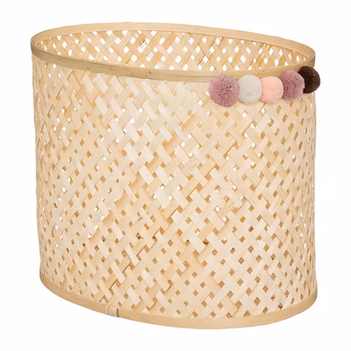 Oppbevaringskurv med pompom bambus, 3-pack