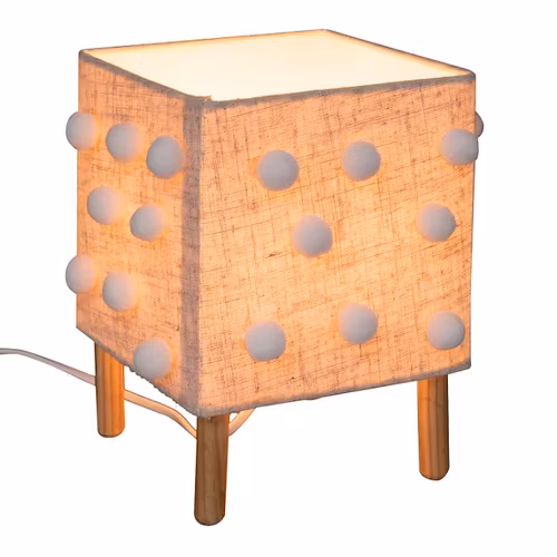 Bordlampe med pompom lin, natur