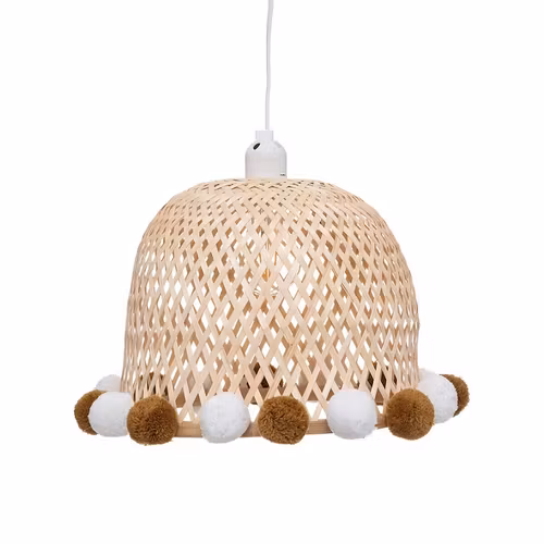 Bambus taklampe med pompom
