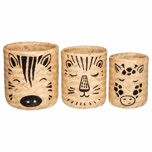 Oppbevaringskurv bambus safari, 3-pack