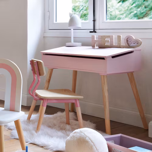 Skrivebord med oppbevaring, rosa