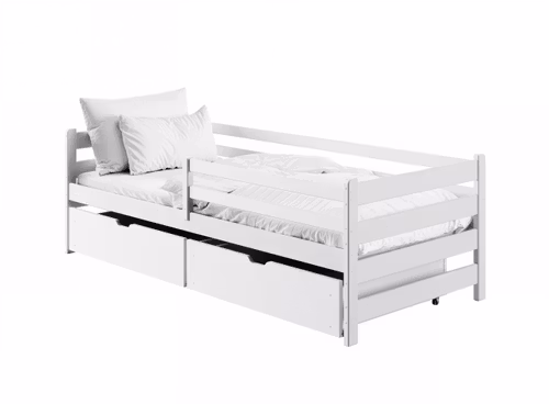 Hvit barneseng Liora 90x200 med oppbevaringsskuffer