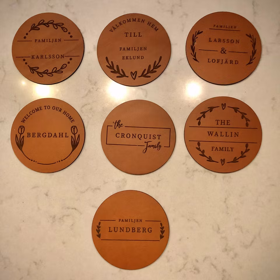 Glasunderlägg läder