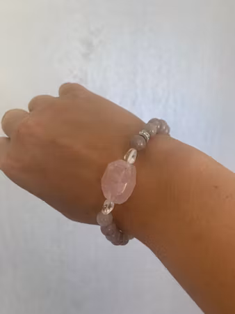 Armband: rosenkvarts/jade
