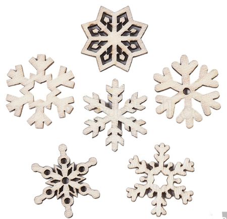 Dekoration: mini snöflingor trä
