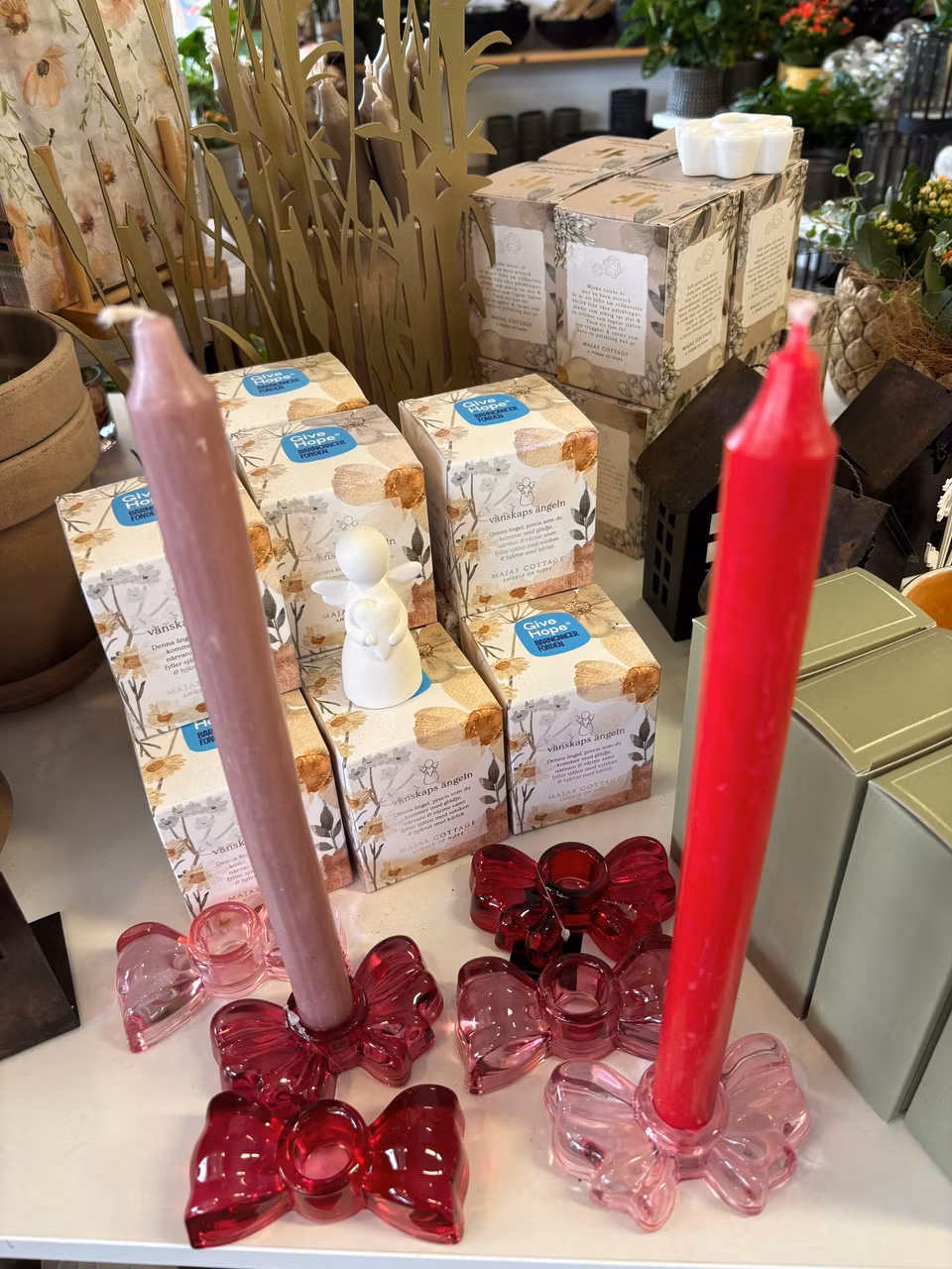 Ljusstake - glas rosett