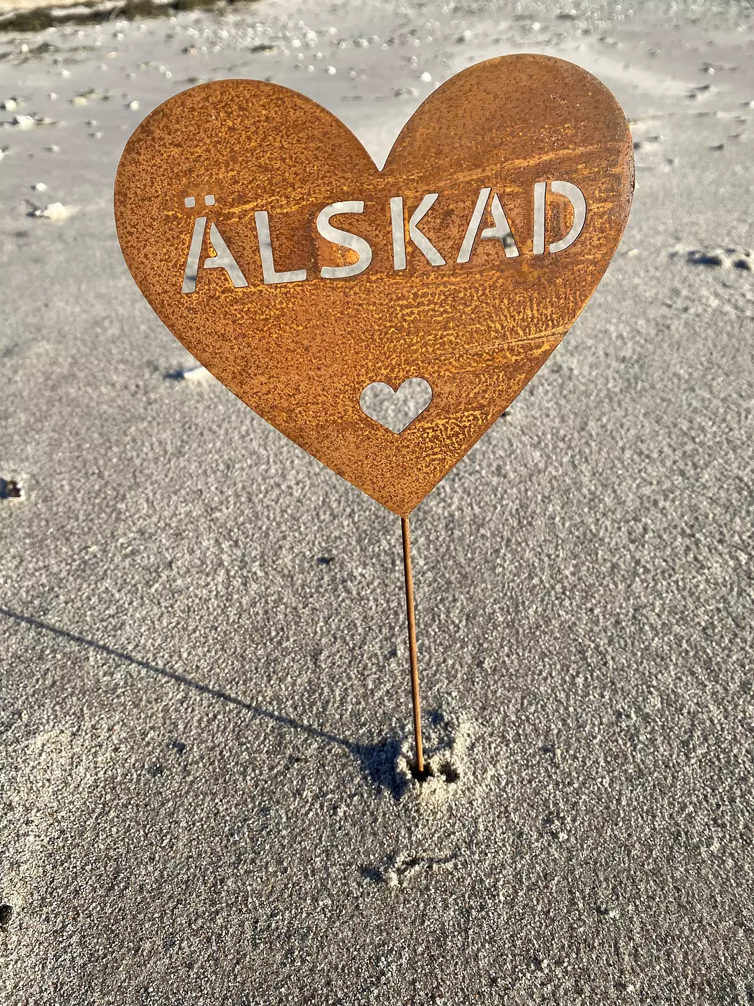 Gravhjärta - älskad (rostig)