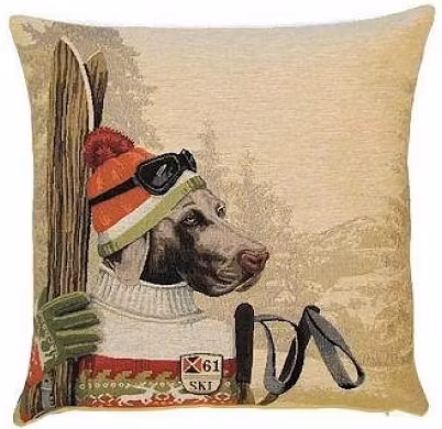 Kudde Weimaraner på skidor  45x45