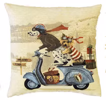 Kudde blå scooter körs av Dalmatiner & Yorkshireterrier  45x45