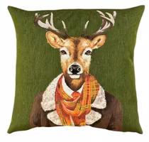 Kudde Räv & Hjort med orange halsduk 45x45x  2st /set