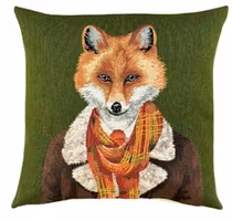 Kudde Räv & Hjort med orange halsduk 45x45x  2st /set