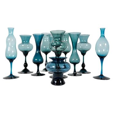 Mid-Century Modern Collection of Sculptural Gullaskruf Vases, Sweden, 1960s
