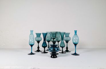 Mid-Century Modern Collection of Sculptural Gullaskruf Vases, Sweden, 1960s