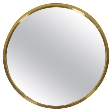Midcentury Modern Rounded Brass Mirror by Glasmäster in Markaryd, Sweden, 1960s