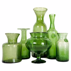 Midcentury Modern Collection of Six Green Vases by Erik Hoglund, Sweden, 1960s