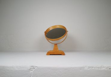 Mid-Century Modern Vanity Solid Pine Table Mirror, Sweden, 1970s