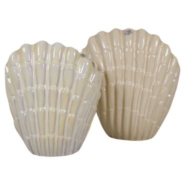 Midcentury Modern Pair of Seashell Vases by Vicke Lindstrand , Sweden