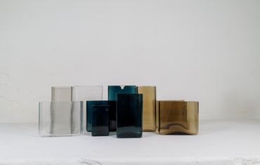 Midcentury Modern Collection of Ten "Ice" Gullaskruf Vases, Sweden, 1960s